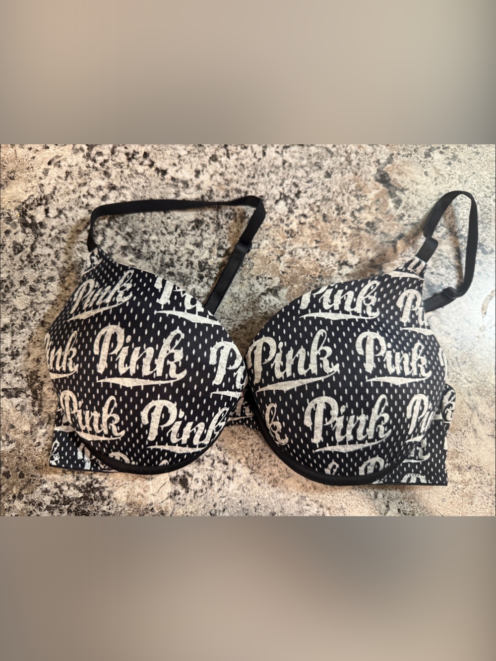 PINK Victoria's Secret Black and White Logo Push-Up Bra